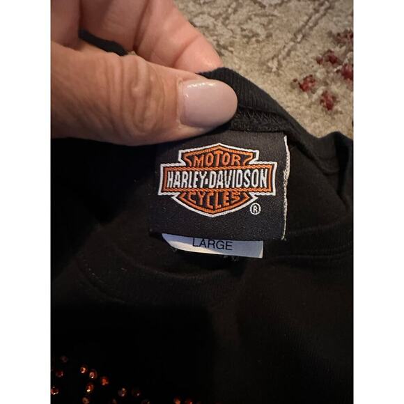 Vintage Harley Davidson Rhinestone Studded T-Shirt Size Large - Picture 4 of 6